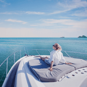 Girl on a yacht enjoying experience onboard with smartgyro stabilizer